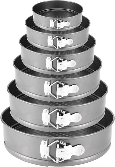 Set van 6 Springvormen voor Taarten, Ronde Bakvormen met Verwijderbare Bodems, Antiaanbak Taartvormen voor Cheesecake, 18/20/22/24/26/28CM