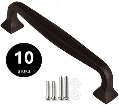 Handgreep zwart - Handgrepen zwart 128mm - 10 stuks - Handgreep kast - Meubelgrepen - Keukengreep zwart - Kastgrepen - Handgrepen keukenkastjes - Meubelgreep - Handgrepen voor deurtjes - handgreep keuken - Deurgreep - ladegreep - incl schroeven