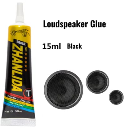 TLVX Zwarte Luidspreker Lijm 15ml / Speakerlijm / Geschikt voor Reparatie van Stof / Luidsprekerrand lijmen / Losgelaten en Krakende Speaker Repareren / Koptelefoon / In Ear Oortjes / Muziek Box Repareren / Slijtvast en Luchtdicht / 1 tube
