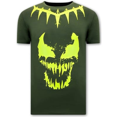 Heren T shirts met Print - Venom Face Neon - Groen