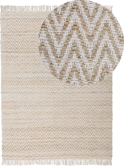 AFRIN - Laagpolig vloerkleed - Lichtbeige - 140 x 200 cm - Katoen