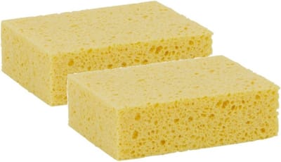 Lifetime Clean Viscose huishoud spons - 2x - geel - 14 x 11 x 3,5 cm - Biologisch afbreekbaar