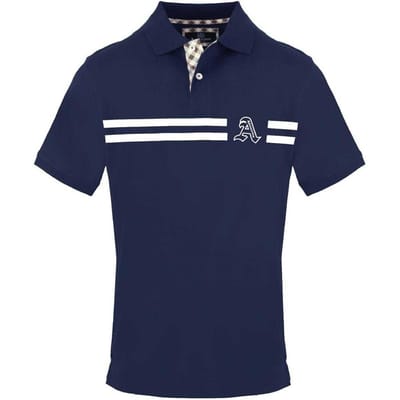Aquascutum Heren Poloshirt met Kraag en Korte Mouwen (Marine)