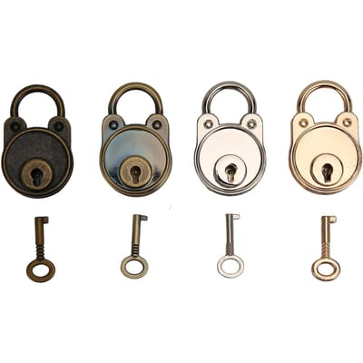 4 Stuks Mini Beer Hangsloten Vintage Stijl Archaïsch Zinklegering Hoge Hardheid Koffer Hangsloten voor Familie gray