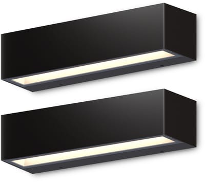 Calex Modena Outdoor Wandlamp – Downlight – 9.3W Geïntegreerde LED – 890 Lumen – 2700K Warm Wit – IP65 – 260 mm – 220–240V – Zwart