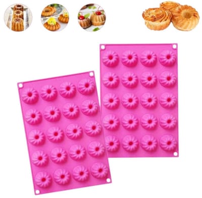 2 stuks - Siliconen Mini Muffin Bakvorm - iliconen Bakvorm Halve Bollen - Bakvorm - 29,8*19,9*2,2cm - Fuchsia - Geschikt voor cakes, brownies en puddingen - Mini - Cakevorm - Creatieve bakvorm voor thuis