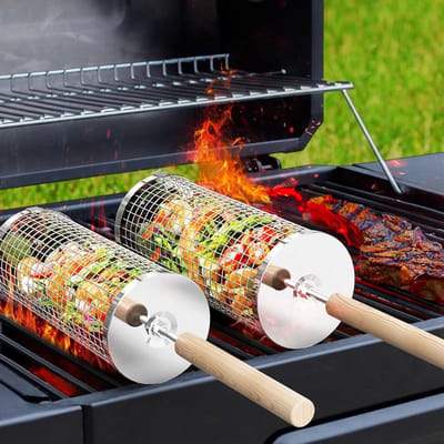Aura® Bbq Gereedschap - Bbq Accesoires - Bbq tang - Zilver - 10cm x 10cm x 24cm; 0.7 kg