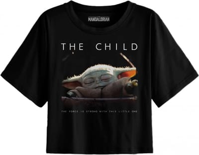 The Mandalorian - Black Women's T-shirt The Child Logo "The Force is Strong with this Little One" - S
