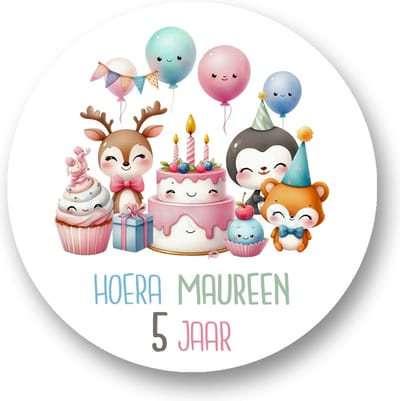 25x Traktatie Stickers Met Naam en Leeftijd - Happy Birthday- Gepersonaliseerd - Sluitstickers - Kinderfeest Traktatie - Uitdelen - Uitdeeltraktatie -Traktatiestickers Pimp Studio