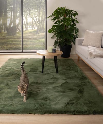 Fluffy vloerkleed - Comfy plus olijfgroen 80x150