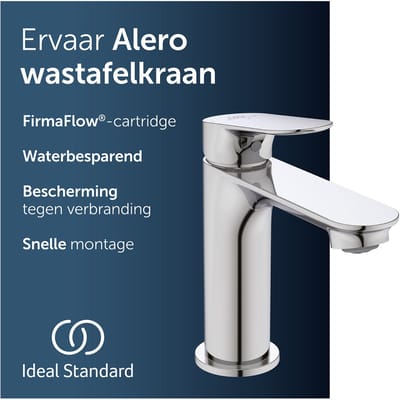 Ideal Standard Alero wastafelkraan, zonder afvoer, waterbesparend – Chroom
