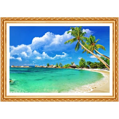 5D Diy Diamond Painting Stitch Zeezicht Borduren Schilderachtig Kristal Ronde Diamant Foto's Handwerk 20X30CM blue