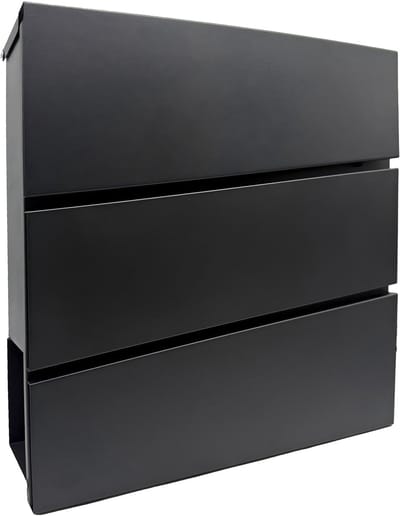 Brievenbus met slot - 37,5x35,5x10,5 cm - zwart