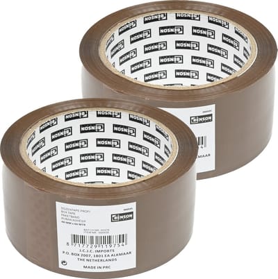 Benson Verpakkingstape - 2x - bruin - 48mm x 66m - verpakkingsbenodigdheden voor kantoor/thuis