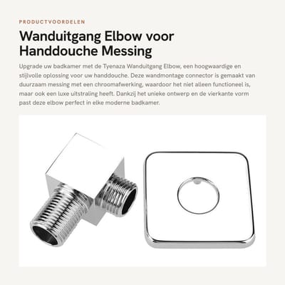 Dailygoods- Wanduitlaatbocht G1/2 - Wandmontage - Messing - Chroom - Douchekop - Afvoerbocht - 5.5x4.3 cm - Doucheconnector