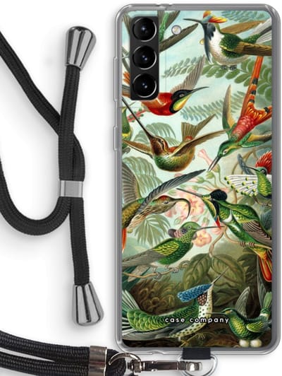 Case Company® - Hoesje met koord geschikt voor Samsung Galaxy S21 Plus hoesje met Koord - Haeckel Trochilidae - Telefoonhoesje met Zwart Koord - Bescherming aan alle Kanten en Over de Schermrand