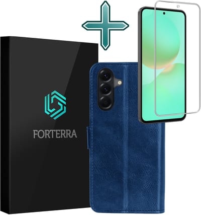 Hoesje Met Screenprotector - Geschikt voor Samsung Galaxy A36 - Luxe Pasjeshouder - Flipcase - Bookcase Portemonee - Flip Case - Kunstleer Book Case - Book Cover - Walletcase - Portemonneehoes - Donkerblauw