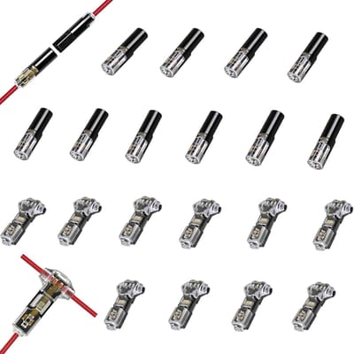 SnelShoppen - Cable Plugs 1-Pole T-Connector 20 Stuks Waterdichte Plug Connectoren voor 18-22 AWG 12V Kabels - Snelle en Veilige Aansluitingen voor Au