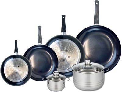 Set van 4 kookpannen 20, 24, 28 en 32 cm en 2 braadpannen 12 en 20 cm Elo Prima Brillant