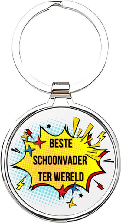Akyol - beste schoonvader ter wereld Sleutelhanger - Schoonvader - de leukste schoonvader - schoonvader sleutelhanger - papa sleutelhanger - sleutelhanger papa - familie sleutelhanger - vaderdag cadeautje - papa cadeau - dad - stiefvader - 4 x 7,5 CM