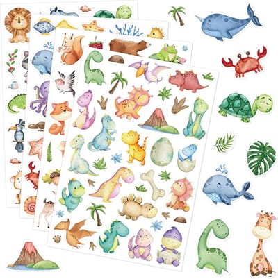 Stickervellen Dieren - 4 Grote Stickervellen - Stickers voor Kinderen
