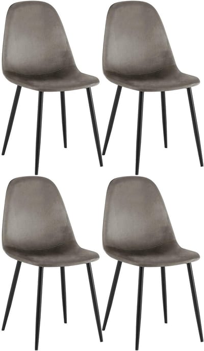 CLP Napier Set van 4 eetkamerstoelen - Modern Design - Zonder armleuning - Metalen Onderstel - Comfortabele Rugleuning - Max.150 kg - Fluweel/antraciet