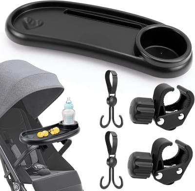 Kinderwagen Dienblad - Buggy Organizer - Ouderlijke Gemak - Met 2 Haken - 38x14x5.5cm - Zwart