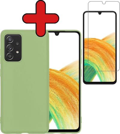 Hoesje - Met Screenprotector - Geschikt voor Samsung Galaxy A33 - Sterk & Shockproof - Telefoon Hoes - Back Cover - Siliconen Case - Telefoonhoes - Groen