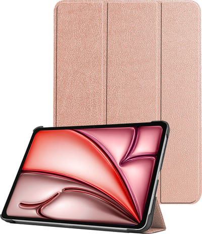 Hoes - Geschikt voor Apple iPad Air (2024/2025/2026) - 11 inch - Dun & Stevig - Trifold Bookcase - Hard Cover - Hardcover Book Case - Tablet Hoesje - Rosé goud