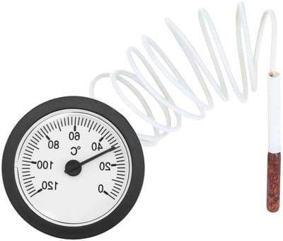 Capillaire thermometer voor gas, vloeistoffen en damp - meetbereik 0-120°C, nauwkeurige temperatuurmeter en tester
