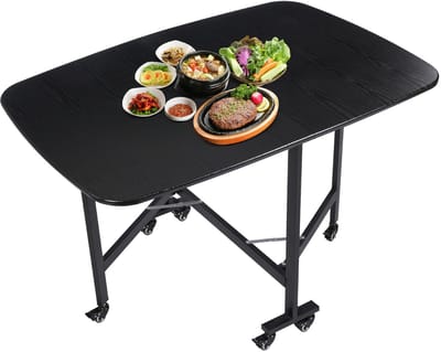 Inklapbare Eettafel - Keukentafel - Kleine Ruimtes - Verrijdbaar met remmen - 120 x 80 cm - Zwart