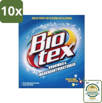 10 x Biotex - Voorwas & Waskrachtversterker - Waspoeder - Witte en Gekleurde Was - 50 Wasbeurten - Grootverpakking - Waspoeder - Wasmiddel - Vlekverwijdering - Waskrachtversterker - Enzymen