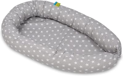 Baby nestje - grijs wit - sterren - met uitneembaar matras