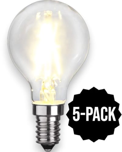 5-Pack | Kogellamp - E14 - 2W - Extra Warm Wit - 2700K - Filament - Helder