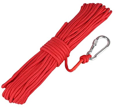 Sterk Nylon Veiligheidstouw - Gevlochten Klimtouw voor Outdoor Activiteiten, Magneetvissen en Berging (6 mm, Rood)