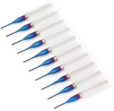 Dailygoody - Tungsten Frees Cutter Set - 10 Stuks - CNC Router Gereedschap - Blauwe Coating - Precisie Gereedschap - Voor Hobbymatig Gebruik - 0.8mm