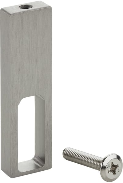 SOTECH middensteun NANO mat geborsteld (onderbouwmontage, 75 x 20 x 10 mm massief aluminium, look roestvrij staal) Garderobestanghouder voor design-kastbuis