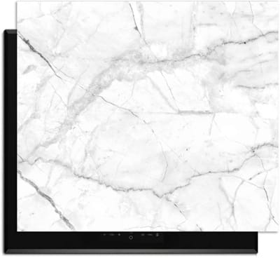 KitchenArt - Carrara Light - Inductie Beschermer - 52x35 cm - Kookplaat Beschermer - Luxe Afdekplaat Inductieplaat - Anti-slip & Oprolbaar - Beschermmat Inductiekookplaat