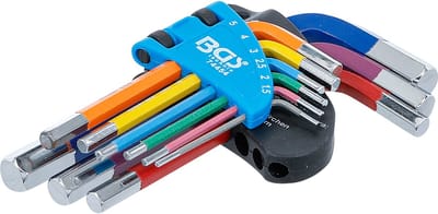 BGS Stiftsleutelset - meerkleurig - kort - binnenzeskant 1,5 - 10 mm - 9 delig