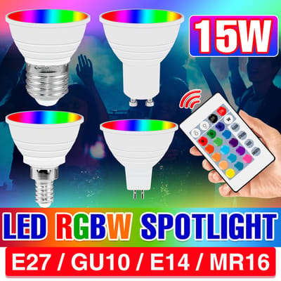 15W LED E27/E26 Gloeilamp RGBW Spotlight GU10 IR Afstandsbediening Plafondlamp E14 LED Kroonluchter Lampen MR16 Voor Thuis Party Decor