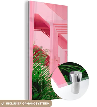 MuchoWow® Glasschilderij 20x40 cm - Schilderij acrylglas - Zomer - Planten - Tuin - Foto op glas - Schilderijen