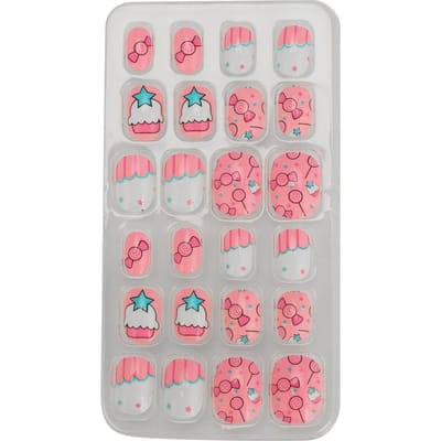 24 stuks Verwijderbare Kinderen Valse Nagels Cartoon Patroon Volledige Bedekking Kunstmatige Valse Nagels#02 white