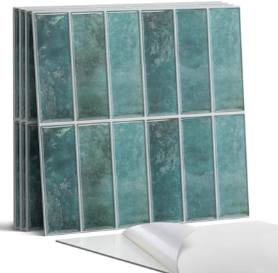 Coloray Wandpanelen Zelfklevend - Chique rechthoekige tegels Zelfklevende Wandpanelen - 50 cm x 50 cm - Turkoois Wandpaneel PVC - 5 stuks - Texturen Wandpanelen Zelfklevend - Wandpanelen Keuken - Wandpaneel Badkamer