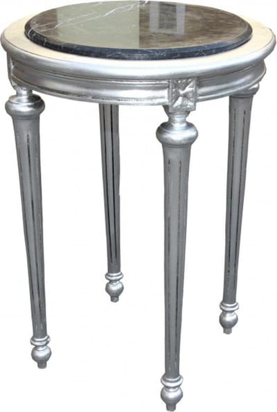 Barok Bijzettafel - Antieke Tafel - Stijlvolle Woonkamer - Handgemaakt Uniek - 72 cm Hoog - Zilver Zwart