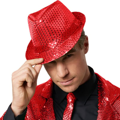dressforfun - Partyhoed met pailletten rood - verkleedkleding kostuum halloween verkleden feestkleding carnavalskleding carnaval feestkledij partykleding - 304577
