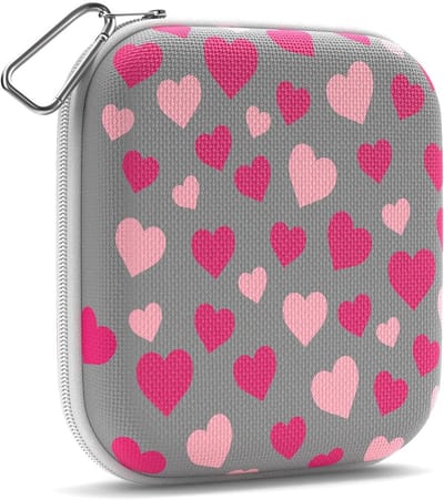 Masker Opbergkoffer - Houder Rits Karabijn - Masker Hygiënisch Houden - Vochtbestendig Neopreen - 15 x 14 cm - Harten