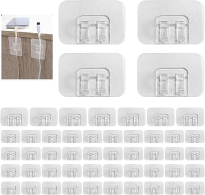 Set van 50 Zelfklevende Haakjes voor Feestverlichting - Transparant, Weerbestendig en Geschikt voor Binnen en Buiten Gebruik