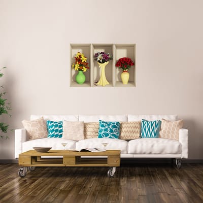 Sticker met 3D-effect van lelies en rozen, 60 x 90 cm