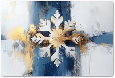 Placemats 45x30 cm - Placemat kunststof - 1 stuk - Abstract - Winter - Sneeuwvlok - Sneeuw - Goud - Borden onderleggers - Decoratie voor op tafel - Keuken tafeldecoratie accessoires - Vinyl onderlegger - Tafelversiering