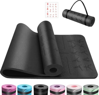 Yogamat 6 mm dik - Antislip TPE Gymnastiek-, Pilates- en Aerobicmat met Draagriem en Tas